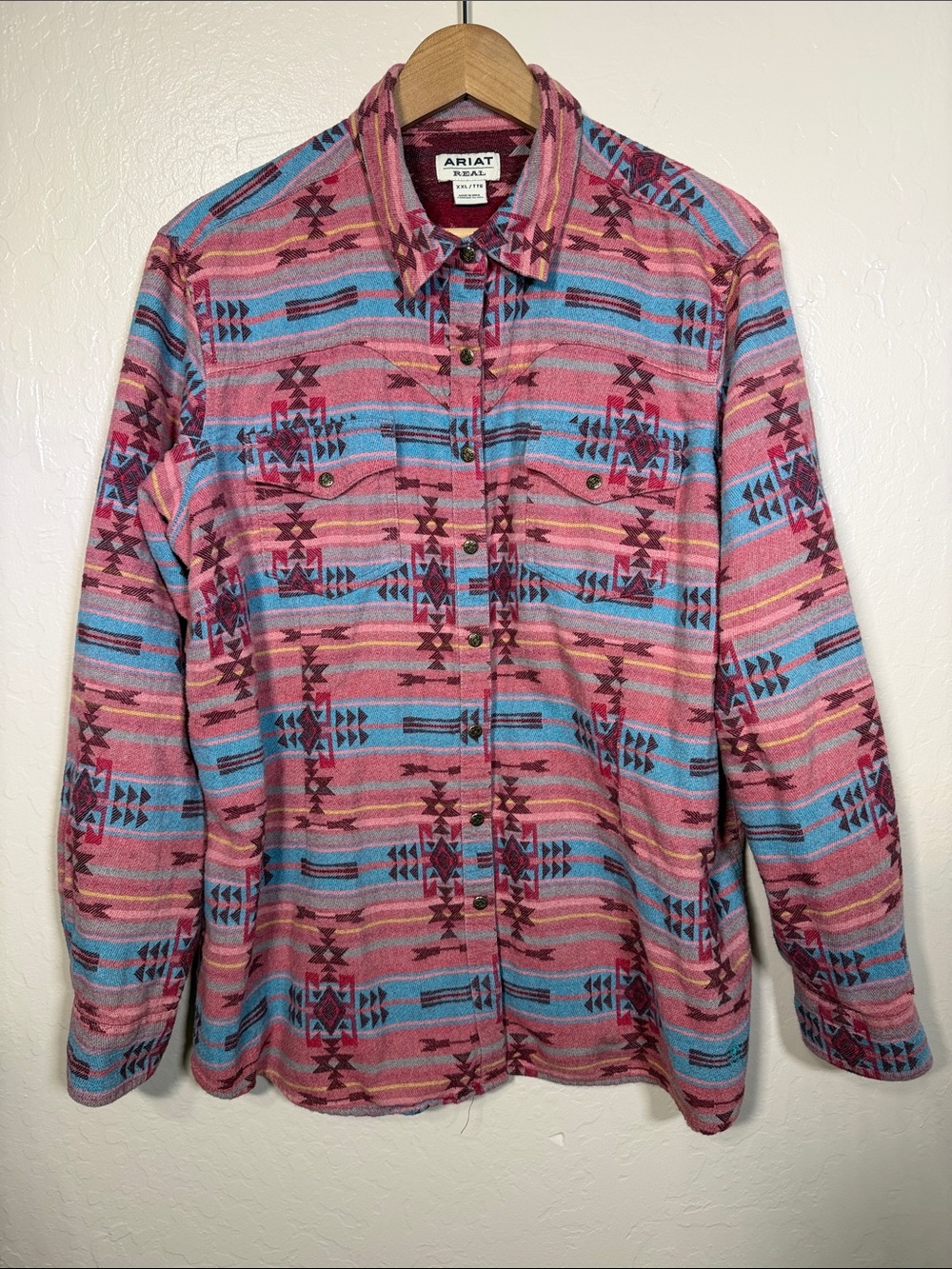 Ariat Real Aztec Southwestern Flannel Shacket Button Down Shirt Jacket Men’s XXL